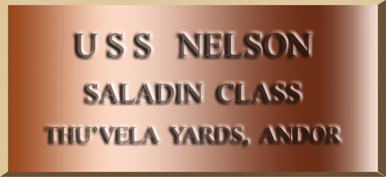 The commissioning dedication plaque of the Saladin-class destroyer USS Nelson NCC-546